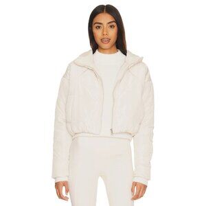 superdown Rania Cropped Jacket in Bone Small New Womens Puffer Coat